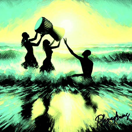 danza y percusión en la playa